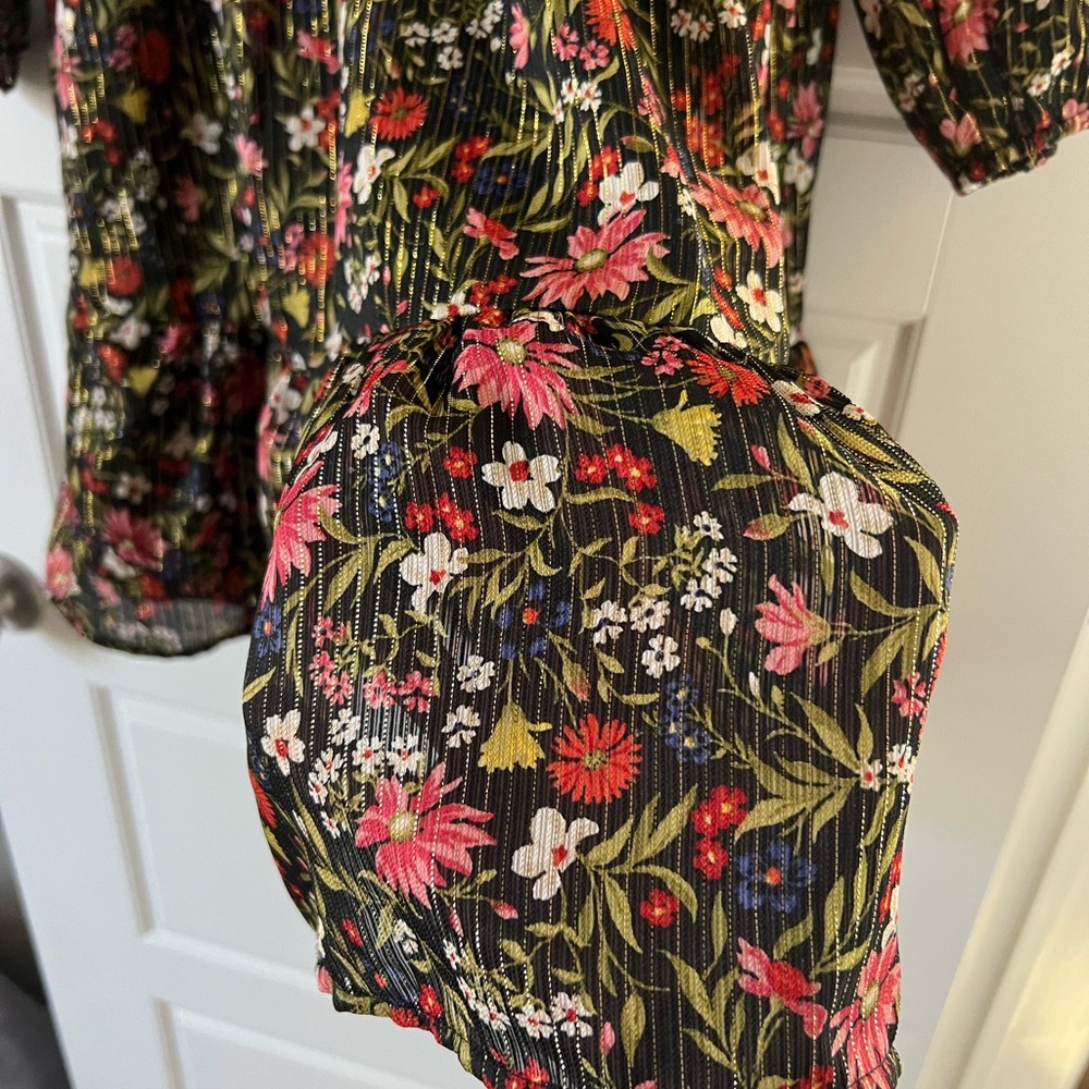 NWT Old Navy Women’s Black Floral Maternity Waist-Defined Smocked Dress - Picture 10 of 14